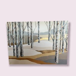 Painted Aspen Trees Stretched Canvas Print